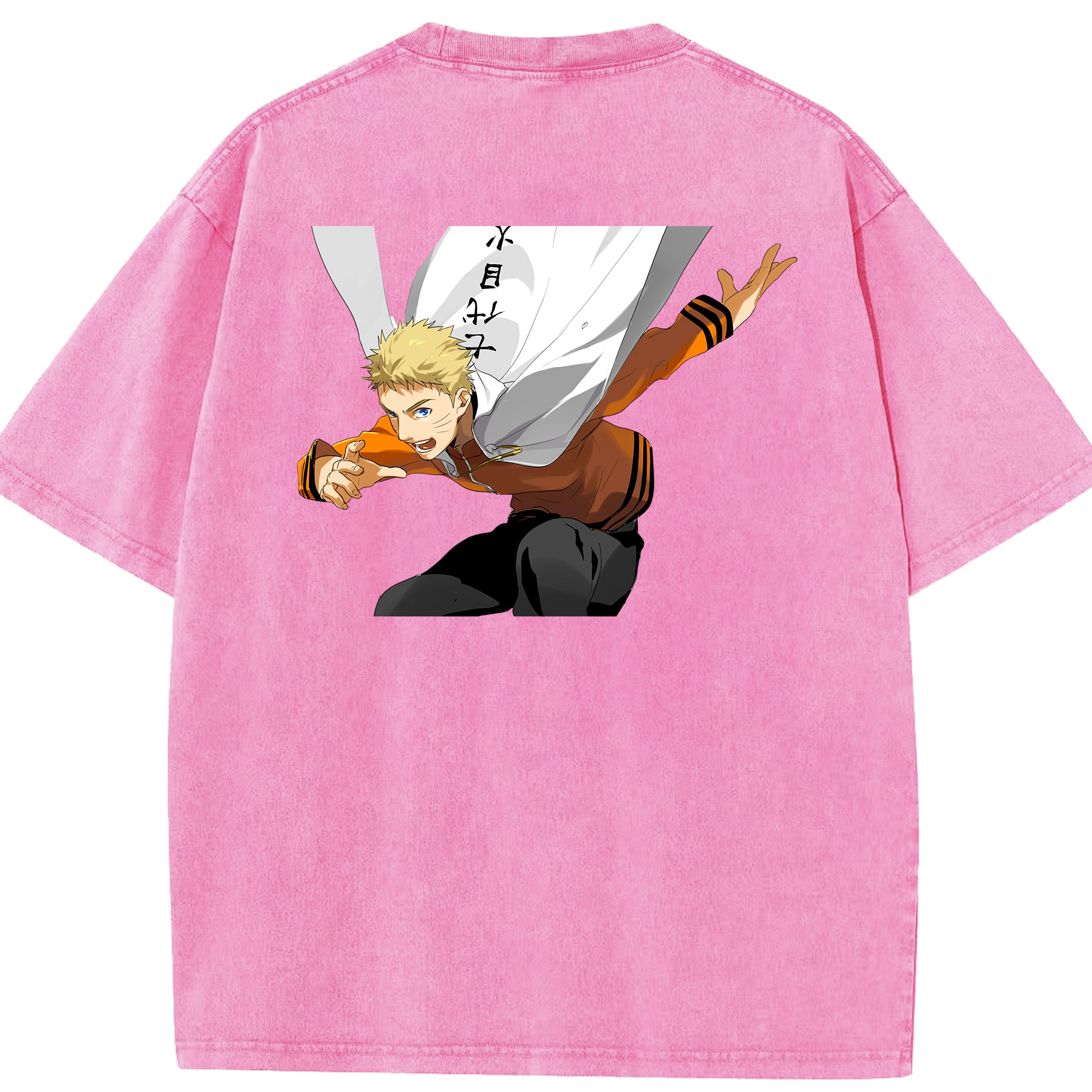 （画像用） NARUTO -ナルト- うずまき ナルト Uzumaki Naruto 綿100% ヴィンテージ風 半袖Tシャツ（背面プリント）
